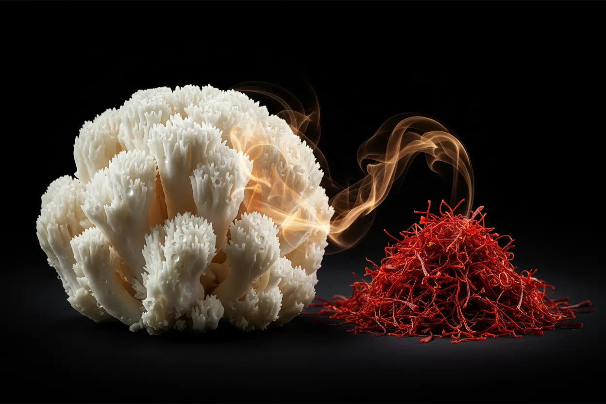 Lions mane and saffron being infused 